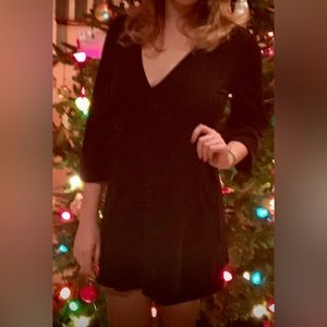 Zara Black Velvet Wrap Dress - Long Sleeved